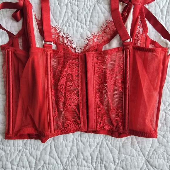 Victoria's Secret Dream Angels Heart Print Unlined Lace Up Corset Bra Top - Picture 5 of 10